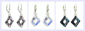 Pendiente colgante de cristal cuadrado Swarovski de plata esterlina de 1,5" con palanca trasera - Imagen 1 de 4