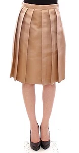 Falda Andrea Incontri Marrón Seda Sólida Mini Plisada IT40/US6/EU36/S Precio de venta sugerido por el fabricante $900 - Imagen 1 de 10