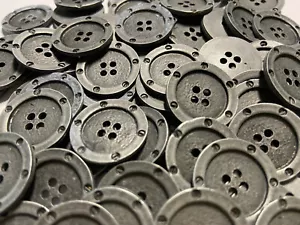 Metal Button w/Cartier Rim Design Dk Gunmetal Finish 13mm 15mm 18mm 23mm 4hole - Picture 1 of 14