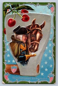 K3/ President George Washington Patriotic Postcard c1910 Horse 91 - Picture 1 of 4