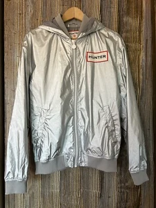 Hunter for Target Hooded Windbreaker Rain Jacket Silver Size S Unisex Full Zip - Picture 1 of 9