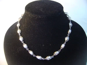 Vintage-Superb Silver River Pearls in Solid Silver Cages Necklace - 16.5"unique - Picture 1 of 13
