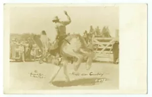 Howard RPPC EXAGGERATION - COWBOY RIDES GIANT Bucking RABBIT 1930's Pecos TX - Picture 1 of 2