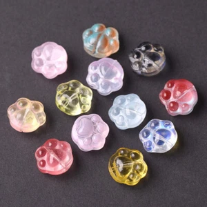 10pcs Bears Paw Shape Colorful Lampwork Glass Loose Beads For Jewelry Making DIY - Picture 1 of 18