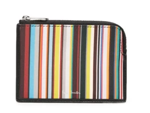 Paul Smith Herren Geldbörse Leder Mehrfarbig Künstler Streifen Reißverschluss Top Etui Etui Neu - Bild 1 von 12