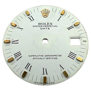 Rolex Oyster Perpetual Date genuino 34 mm esfera romana blanco y oro 1501 1505 - Imagen 1 de 4