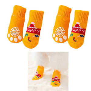 4pcs Knit Dog Shoes Anti-slip Boots Sock for Small Medium Large Pet Christmas