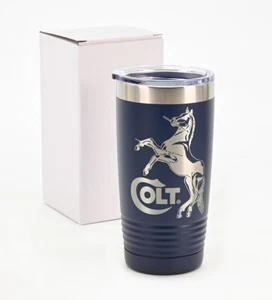 Colt Firearms Rampant Stallion Logo 20oz Navy Blue Tumbler. Python. Nagelneu - Bild 1 von 1