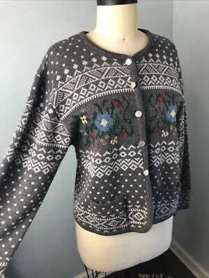 Vintage Cardigan Tally Ho Collection Fair Isle Button Up Sweater Size Large - Image 1 of 4