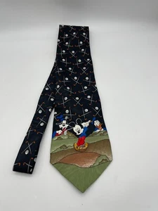 Corbata de golf Disney Mickey Donald Goofy negra verde dibujos animados para hombre corbata de poliéster - Imagen 1 de 4