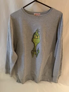 Dr. Seuss Grinch Crewneck Sweatshirt Gray Size Jr. Large - Picture 1 of 4