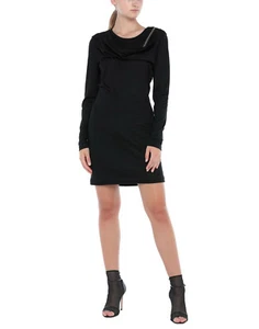 NWT Alexander Wang $895 Dress Black 100% Wool Fitted Shoulder ZIpper Sz 0 Draped - Picture 1 of 7