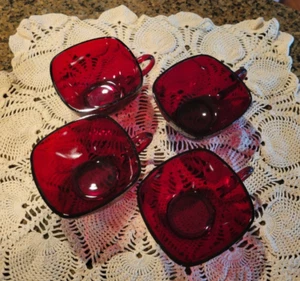 Anchor Hocking ROYAL RUBY RED Charm Coffee or Punch Cups - set of 4 - Picture 1 of 3