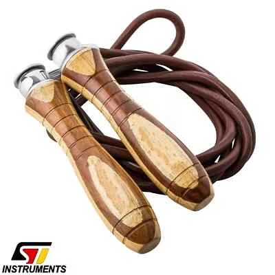 Hochwertiges Leder Springseil mit Holzgriffen – Profi Speed Rope für Boxen & Fit - Bild 1 von 4