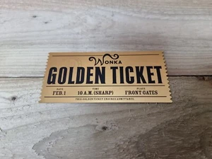 Charlie And The Chocolate Factory Golden Ticket Shiny Embossed PVC Prop Replica - Imagen 1 de 9