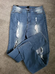 Women's Bob Jeans BO-B1 Destructed Faded Wash Stretch Jeans Size 2X (36 x 31) - Picture 1 of 4