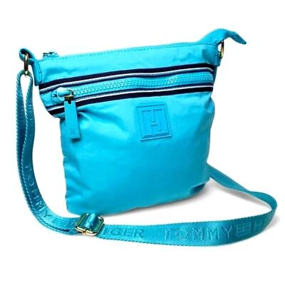 Bolso Bandolera Deportivo Tommy Hilfiger Para Mujer Nylon Azul Claro Grueso Cremallera Claro Foto 1 de 4