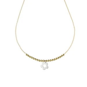 Necklace Yellow Gold And White 750/1000 with Flower Pendant - Picture 1 of 3