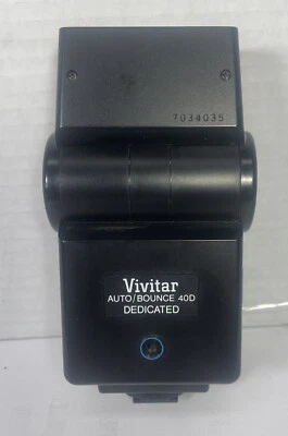 Vivitar Auto/Bounce 40D Dedicated Shoe Mount Camera Flash TEST/WORKS SMALL CHIP - Image 1 of 3
