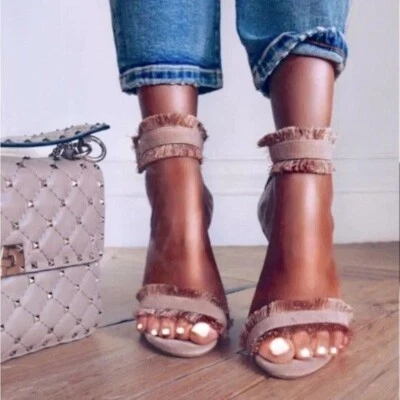 NOVO Las Vegas Pink Fringed Ankle Strap High Heels NEW Size 6US AU - image 1 of 4