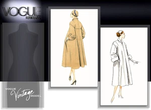 Cappotto retrò circa 1953 modello cucito U-Pick taglia 6-20 Vogue 1083 nuovo fuori produzione - Foto 1 di 3