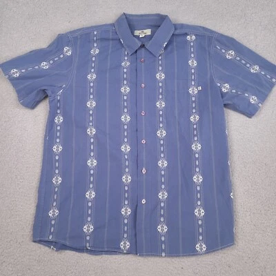 Solitude Shirt Mens Large Blue Tribal Hawaiian Camp Button Up Short Sleeve - Image 1 of 4