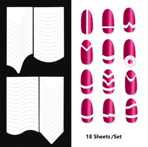 18Pcs French Tip Guide Sticker Manicure Stripe Edge Nail Art Toe Decoration NH20 - Picture 1 of 8