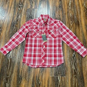 NWT Wrangler Retro Pearl Snap Button Shirt Size M for Boys or Girls Red Western - Picture 1 of 7