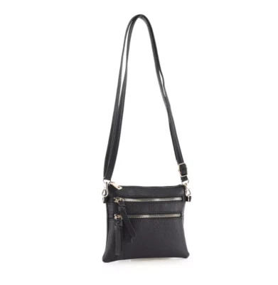 Mujer Emperia Pequeño Bandolera Bolso de Mano Negro Cuero Vegano Multi Bolsillos Cartera Foto 1 de 3