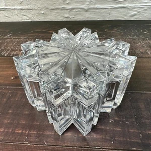 Vintage Clear Faceted Crystal Starfire Trinket Box With Lid Glass Home Decor - Picture 1 of 9