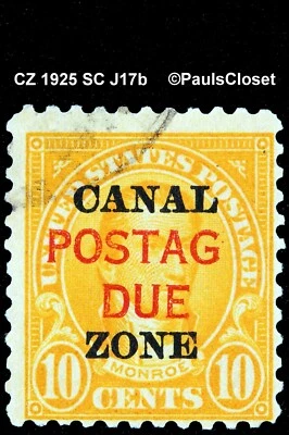 US CANEL ZONE 1925 SC J17b OP OF SC 562 30¢ ORANGE MISSING "E" UNG F/VF - Image 1 of 2