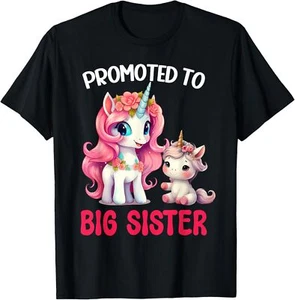 Promoted to Big Sister Girls Cute Unicorn Older Sister T-Shirt Hoodie - Picture 1 of 10