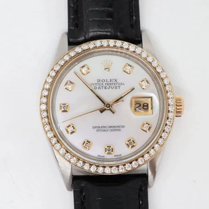 1984 Vintage Rolex 16013 Datejust 36mm Custom MOP Dial and Diamonds Watch - Picture 1 of 12