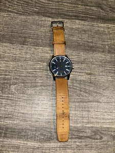 Reloj de pulsera Marc Anthony para hombre esfera azul con correa de cuero genuino FMDMA179 - Imagen 1 de 8