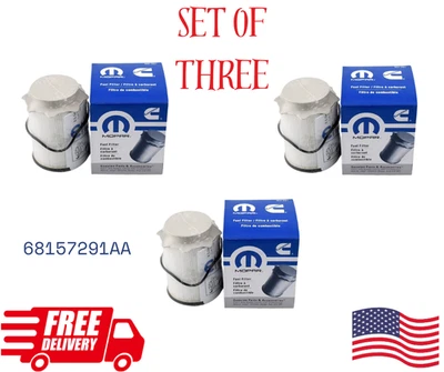Mopar 68157291AA Fuel Filter Pack of 3 Fits Ram 2500-5500 6.7L Cummins 2019-2024 - Image 1 of 4