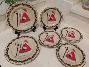Bella Casa by Ganz Christmas Holiday Decor Santa Dinner and Salad plates - Picture 1 of 7