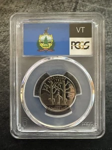 2001-S Vermont State Flag Label Quarter Proof Coin PCGS PR69DCAM - Picture 1 of 2