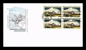 US COVER MT MCKINLEY ALASKA NATIONAL PARKS CENTENNIAL FDC BLOCK OF 4 HF CACHET - Picture 1 of 2