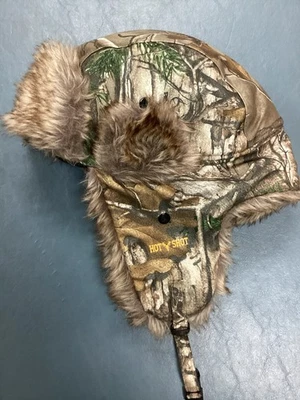 Hot Shot Tan Hunting Trapper Cap Aviator Faux Fur Ear Flaps Size Adult M/L - Image 1 of 4
