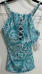 Costume da bagno tankini top reggiseno con ferretto Bleu Rod Beattie taglia 4 $91 - Foto 1 di 8