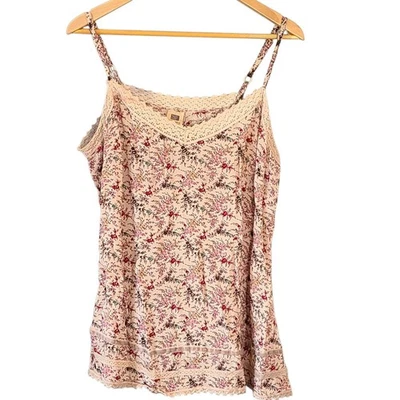 Vintage Y2k Lace Trim Camisol Floral Coquette Cottagecore S Faded Glory - Image 1 of 4