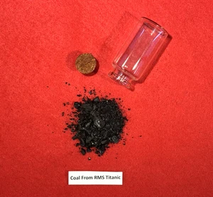 SELTENES AUTHENTISCHES CA 1912 PHIOLE MIT KOHLE VON TITANIC WRACK SITE - Bild 1 von 6