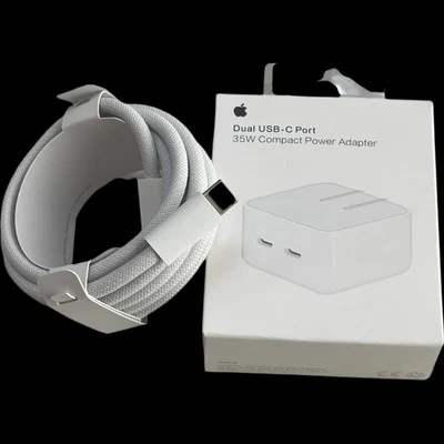 APPLE 35W USB-C ДВОЙНОЙ АДАПТЕР ПИТАНИЯ + OEM APPLE 2M C К C ТКАНЫЙ КАБЕЛЬ - КОМБО - Изображение 1 из 4