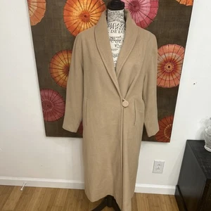 Vintage 1980 Miller & Rhoads 100% Cashmere Structured Overcoat Classic Camel SM - Picture 1 of 6