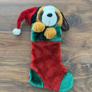 Prima Creations Vintage Christmas Stocking Dog Puppy Plush Spots Paws 3D 2000 - Picture 1 of 12