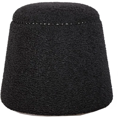 Uttermost 23575 Gumdrop 17 inch Faux Black Shearling and Black Nickel Ottoman - Image 1 of 3