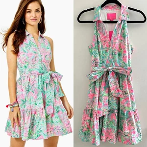$198 LILLY PULITZER Trisha Stretch Shirtdress Bali Spotted On Worth Size 0 NWT - Picture 1 of 11