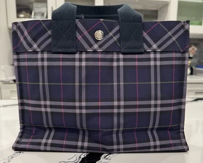 Burberry синий ярлык клетку сумка с короткими ручками темно-фиолетовый розовый Японии эксклюзивный маленький - Изображение 1 из 4