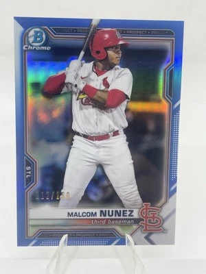 2021 Bowman Chrome #BCP-226 Malcom Nunez #/150 1st Blue Refractor CARDINALS - Image 1 of 2