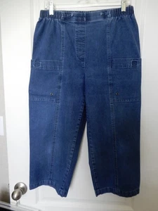Alia Damen Capri Pull-On Jeans Größe 12 MEDIUM BLUE DENIM Fronttaschen - Bild 1 von 5